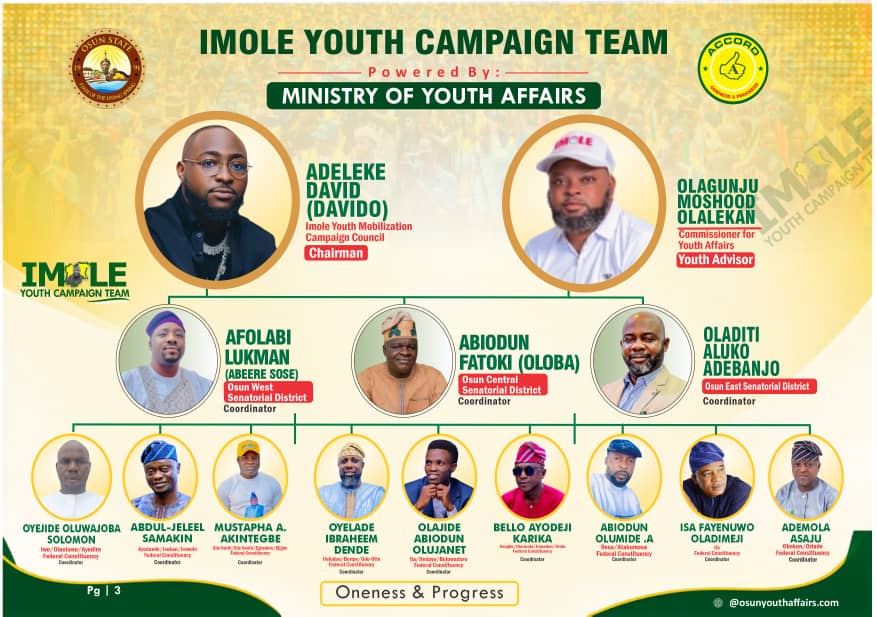 IMOLE YOUTH CAMPAIGN TEAM INTRODUCES SENATORIAL, FEDERAL CONSTITUENCY COORDINATORS FOR GOVERNOR ADELEKE&rsquo;S RE-ELECTION&nbsp;