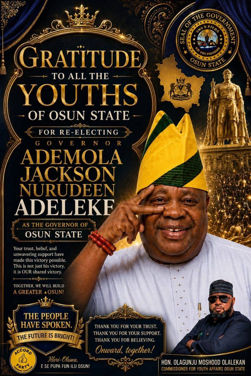 COMMISSIONER OLAGUNJU APPRECIATES OSUN YOUTHS OVER GOVERNOR ADELEKE&rsquo;S RE-ELECTION VICTORY